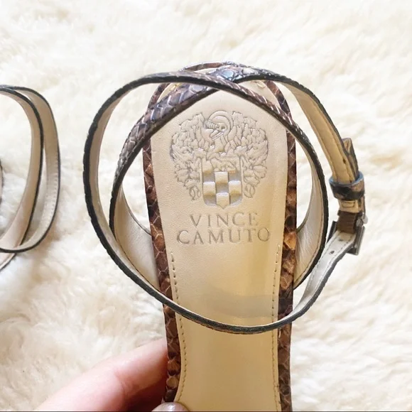 Vince Camuto Chastin Platform Snake Sandals Brown - Size 8.5 - Picture 4 of 10